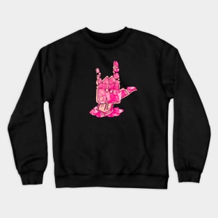 I Love You - asl pink hand Crewneck Sweatshirt